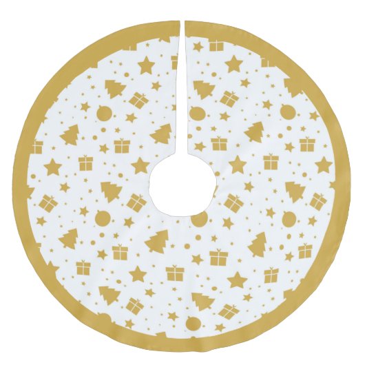 Elegante Gold Weihnachtsbaumgeschenke Polyester Weihnachtsbaumdecke (Vorderseite)