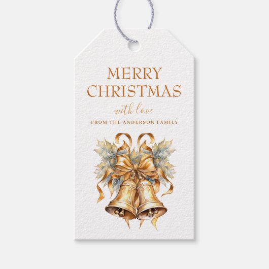 Elegante Gold Weihnachtsbrönen Custom Geschenkanhänger (Vorderseite)