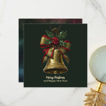 Elegante Gold Weihnachtsglocke mit festlicher Bow 