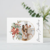 Elegante Gold Weihnachtskranz Foto-Karten Dankeskarte (Stehend Vorderseite)