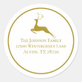 Elegante Gold Weihnachtsmann-Rücksendeadresse Runder Aufkleber (Vorderseite)