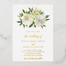 Elegante Gold Weiße Florale Moderne Hochzeit
