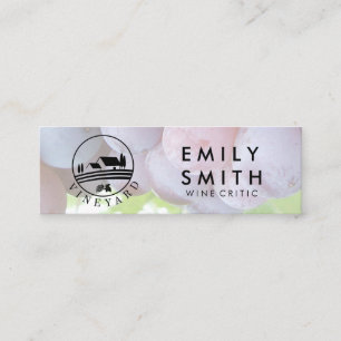 Elegante Gold Weißer Wein Flasche Trauben Mini Visitenkarte