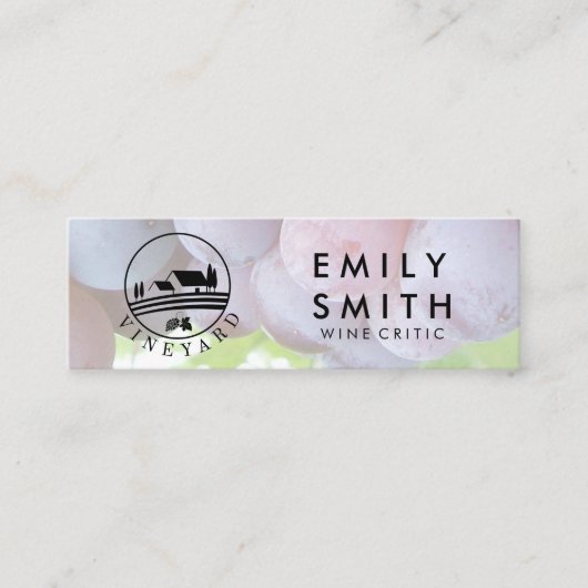 Elegante Gold Weißer Wein Flasche | Trauben Mini Visitenkarte (Vorderseite)