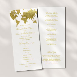 Elegante Gold Weltkarte Hochzeit Programm