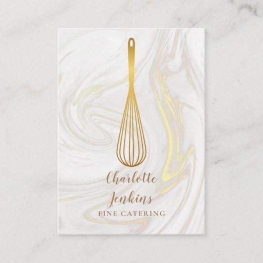 Elegante Gold Whisk Catering Wirbel Visitenkarte (Vorderseite)