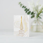 Elegante Gold Whisk Catering Wirbel Visitenkarte (Stehend Vorderseite)