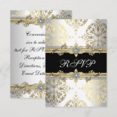 Elegante Gold White Black Damask UAWG RSVP Karte (Vorne/Hinten)