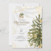 Elegante Gold & White Christmas Tree Einladung (Vorderseite)