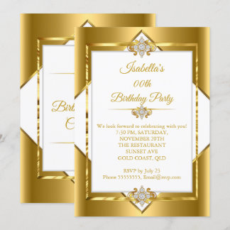 Elegante Gold White Diamond Geburtstagsparty Einladung