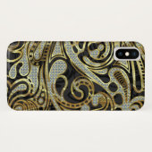 Elegante Gold & White Diamonds Abstrakte Wirbel Case-Mate iPhone Hülle (Rückseite (Horizontal))