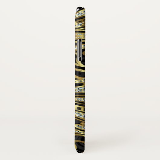 Elegante Gold & White Diamonds Abstrakte Wirbel Case-Mate iPhone Hülle (Hinten/Rechts)