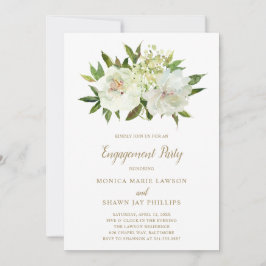 Elegante Gold White Floral Moderne Engagement Part Einladung