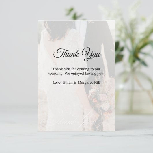 Elegante Gold White Foto Wedding Dankeschön Card Dankeskarte (Stehend Vorderseite)