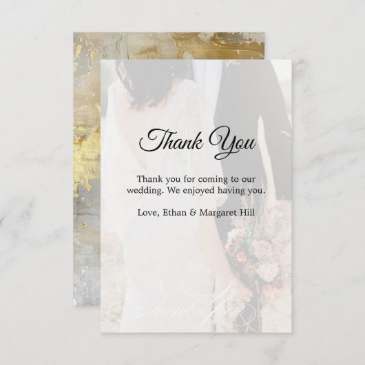 Elegante Gold White Foto Wedding Dankeschön Card Dankeskarte (Vorne/Hinten)