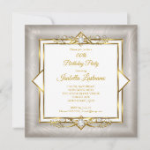 Elegante Gold White Gray Pearl Birthday Party Einladung (Vorderseite)