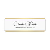Elegante Gold White Hand Script-Rücksendeadresse (Vorne)