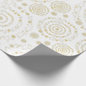Elegante Gold White Handrawn Weihnachtsmuster Geschenkpapier (Ecke)