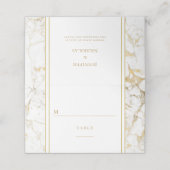 Elegante Gold White Marble Wedding Place Card Platzkarte (Außenseite Aufgefaltet)