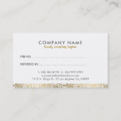 Elegante Gold & White Paisley Lace Beweiskarte Empfehlungskarte (Rückseite)