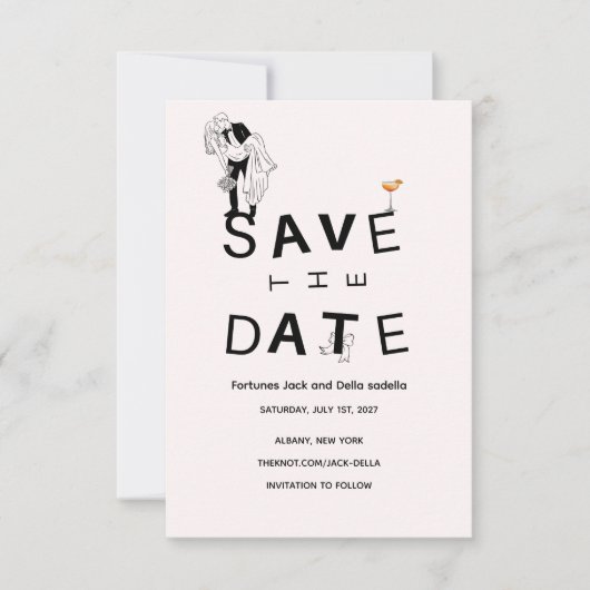 Elegante Gold & White Save the Date Card (Vorderseite)