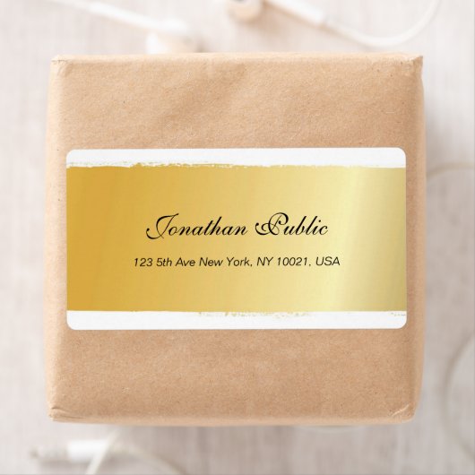 Elegante Gold White Script Beruflich Shipping (Insitu)