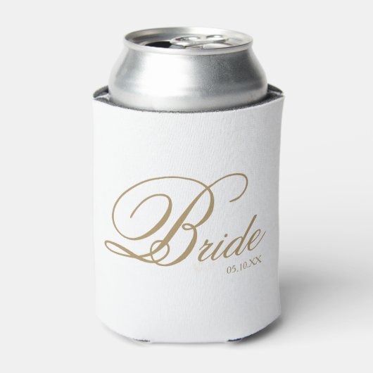 Elegante Gold White Script Bride kann cooler werde Dosenkühler (Kanne Vorderseite)