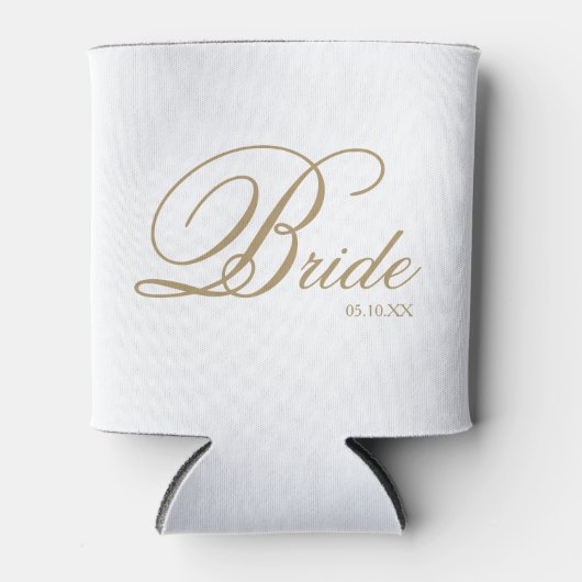 Elegante Gold White Script Bride kann cooler werde Dosenkühler (Vorderseite)