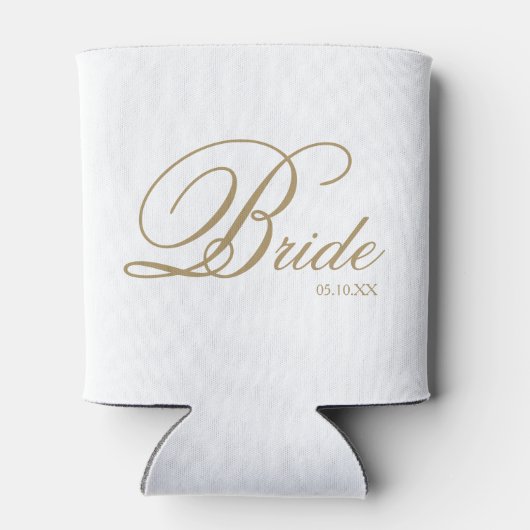Elegante Gold White Script Bride kann cooler werde Dosenkühler (Rückseite)