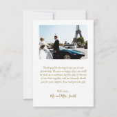 Elegante Gold White Script Foto Collage Hochzeit Dankeskarte (Rückseite)