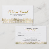 Elegante Gold & White Tradia Lace Beweiskarte Empfehlungskarte (Vorne/Hinten)