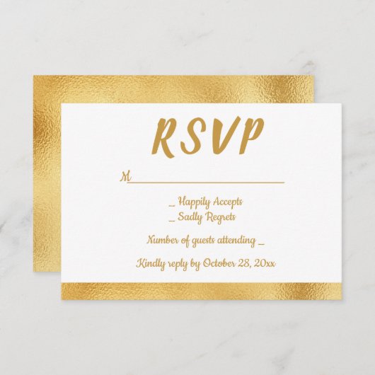 Elegante Gold & White UAWG Glam Wedding Party RSVP Karte (Vorne/Hinten)