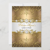 Elegante Gold White Vintag Glamour Quinceanera Einladung (Vorderseite)