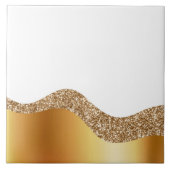 Elegante Gold White Wave  Fliese (Vorderseite)