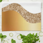 Elegante Gold White Wave Geschirrtuch (Gefaltet)