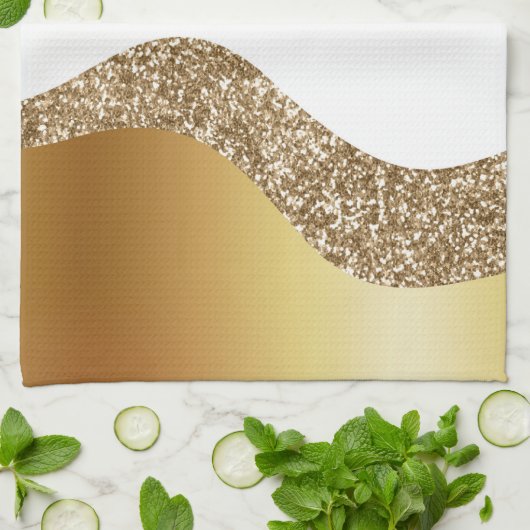 Elegante Gold White Wave  Geschirrtuch (Gefaltet)