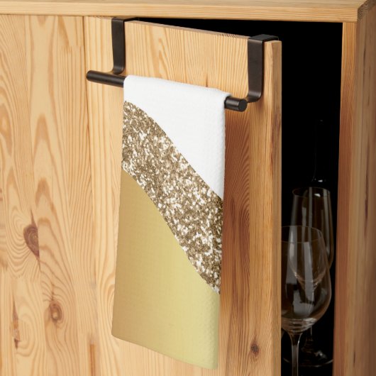 Elegante Gold White Wave Geschirrtuch (Drittel gefaltet)