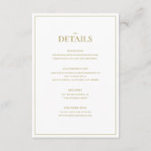 Elegante Gold & White Wedding Detailkarte Begleitkarte (Vorderseite)