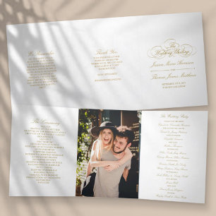 Elegante Gold & White Wedding Dreifach-gefaltete Programmkarte