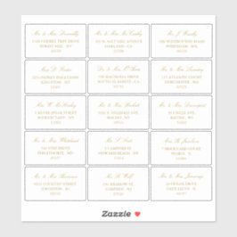 Elegante Gold & White Wedding individuelle Adresse Aufkleber