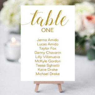 Elegante Gold White Wedding Seating Chart Cards Tischnummer