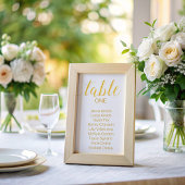 Elegante Gold White Wedding Seating Chart Cards Tischnummer