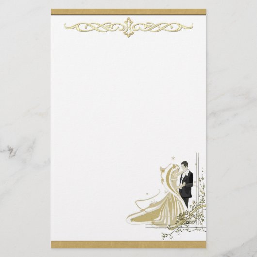 Elegante Gold & White Wedding Stationery Briefpapier (Vorderseite)