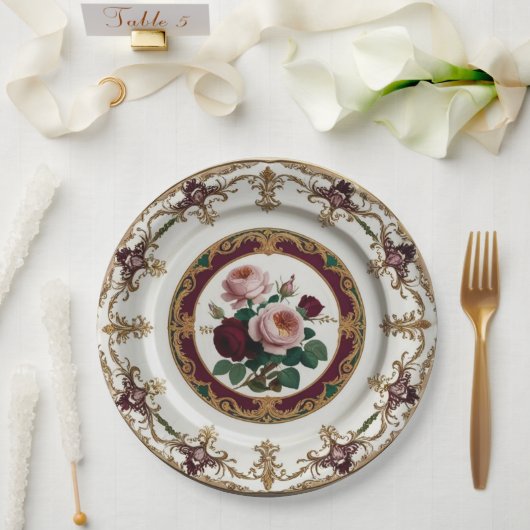 Elegante Gold Wildblume Blumenzwiebeln Keramik Hoc Pappteller (Hochzeit)