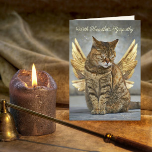 Elegante Gold Wings Cat Sympathy Card Karte