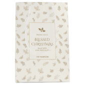 Elegante Gold Winter Blätter Mistletoe Mittlere Geschenktüte (Vorderseite)