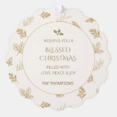 Elegante Gold Winter Blätter MIstletoe Ornament Karte (Vorderseite)