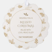 Elegante Gold Winter Blätter MIstletoe Ornament Karte (Rückseite)