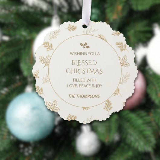 Elegante Gold Winter Blätter MIstletoe Ornament Karte