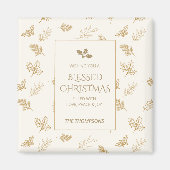 Elegante Gold Winter Blätter Weihnachten Magnet (Vorne)